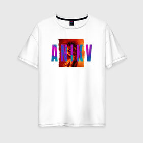 Женская футболка хлопок Oversize с принтом ANIKV в Тюмени, 100% хлопок | свободный крой, круглый ворот, спущенный рукав, длина до линии бедер
 | 