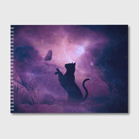 Альбом для рисования с принтом Star Cat в Тюмени, 100% бумага
 | матовая бумага, плотность 200 мг. | cats | star cat | арт кошка | арт кошка в космосе | кошки | кошки в космосе