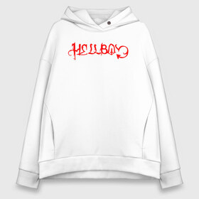 Женское худи Oversize хлопок с принтом LIL PEEP HELLBOY в Тюмени, френч-терри — 70% хлопок, 30% полиэстер. Мягкий теплый начес внутри —100% хлопок | боковые карманы, эластичные манжеты и нижняя кромка, капюшон на магнитной кнопке | lil peep | rap. | легенда | лил пип | лил пип песни | лила пипа | музыка | реп