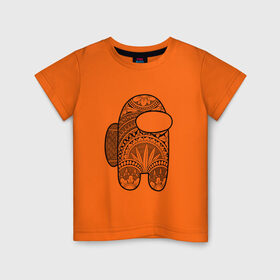 Детская футболка хлопок с принтом Among us в Тюмени, 100% хлопок | круглый вырез горловины, полуприлегающий силуэт, длина до линии бедер | among us | impostors | графика | грифель | линии | цветы | эмонгас