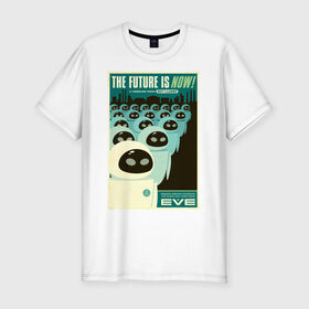 Мужская футболка хлопок Slim с принтом Eve в Тюмени, 92% хлопок, 8% лайкра | приталенный силуэт, круглый вырез ворота, длина до линии бедра, короткий рукав | buy n large | eve | pixar | vdzabma | ева | пиксар