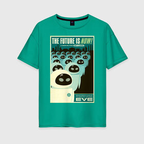 Женская футболка хлопок Oversize с принтом Eve в Тюмени, 100% хлопок | свободный крой, круглый ворот, спущенный рукав, длина до линии бедер
 | buy n large | eve | pixar | vdzabma | ева | пиксар