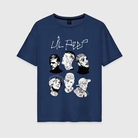 Женская футболка хлопок Oversize с принтом LIL PEEP в Тюмени, 100% хлопок | свободный крой, круглый ворот, спущенный рукав, длина до линии бедер
 | lil peep | rap. | легенда | лил пип | лил пип песни | лила пипа | музыка | реп