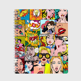 Тетрадь с принтом Pop Art в Тюмени, 100% бумага | 48 листов, плотность листов — 60 г/м2, плотность картонной обложки — 250 г/м2. Листы скреплены сбоку удобной пружинной спиралью. Уголки страниц и обложки скругленные. Цвет линий — светло-серый
 | pop art | wow | девушки | искусство | поп арт | стиль