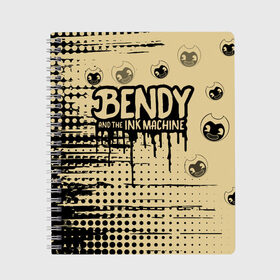 Тетрадь с принтом BENDY AND THE INK MACHINE. в Тюмени, 100% бумага | 48 листов, плотность листов — 60 г/м2, плотность картонной обложки — 250 г/м2. Листы скреплены сбоку удобной пружинной спиралью. Уголки страниц и обложки скругленные. Цвет линий — светло-серый
 | bendy | bendy and the ink machine | бенди | бенди и чернильная машина | большие чудеса | взлёты и падения | движущиеся картинки | последняя бобина | старая песня