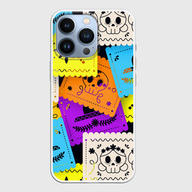 Чехол для iPhone 13 Pro с принтом Color pattern в Тюмени,  |  | Тематика изображения на принте: flower | hat | hipster | skull | узор | хипстер | цветок | череп | шляпа