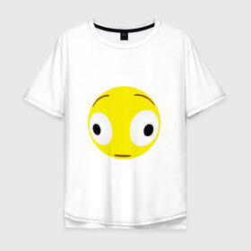 Мужская футболка хлопок Oversize с принтом Проклятый эмодзи в Тюмени, 100% хлопок | свободный крой, круглый ворот, “спинка” длиннее передней части | Тематика изображения на принте: cursed | emoji | смайл | удивление | эмодзи