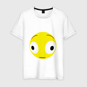 Мужская футболка хлопок с принтом Проклятый эмодзи в Тюмени, 100% хлопок | прямой крой, круглый вырез горловины, длина до линии бедер, слегка спущенное плечо. | Тематика изображения на принте: cursed | emoji | смайл | удивление | эмодзи