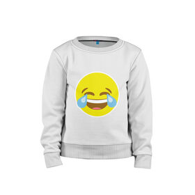 Детский свитшот хлопок с принтом Эмоджи смех в Тюмени, 100% хлопок | круглый вырез горловины, эластичные манжеты, пояс и воротник | Тематика изображения на принте: cursed | emoji | ржака | смайл | смех | эмодзи