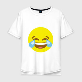 Мужская футболка хлопок Oversize с принтом Эмоджи смех в Тюмени, 100% хлопок | свободный крой, круглый ворот, “спинка” длиннее передней части | cursed | emoji | ржака | смайл | смех | эмодзи