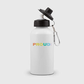 Бутылка спортивная с принтом PROUD! (Mob psycho 100) (Z) в Тюмени, металл | емкость — 500 мл, в комплекте две пластиковые крышки и карабин для крепления | 