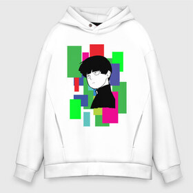 Мужское худи Oversize хлопок с принтом Mob psycho 100 (Z) в Тюмени, френч-терри — 70% хлопок, 30% полиэстер. Мягкий теплый начес внутри —100% хлопок | боковые карманы, эластичные манжеты и нижняя кромка, капюшон на магнитной кнопке | 