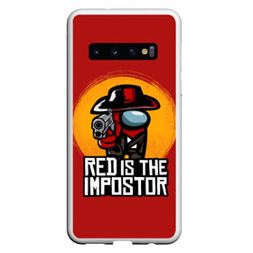 Чехол для Samsung Galaxy S10 с принтом Red Is The Impostor в Тюмени, Силикон | Область печати: задняя сторона чехла, без боковых панелей | among | among us | crewmate | dead | game | impistor | red | redemption | space | us | vote | выживший | игра | космос | красный | невиновный | предатель | самозванец