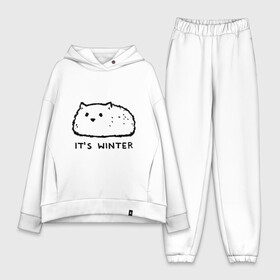 Женский костюм хлопок Oversize с принтом Its winter это зима в Тюмени,  |  | 2020 | 2021 | cat | winter | армия | зима | зима близко | кавай | кавайные | киска | киски | кот | котенок | котики | коты | коты мемы | котята | кошечка | кошка | кошки и коты | мем | мемы | новый год | с котами