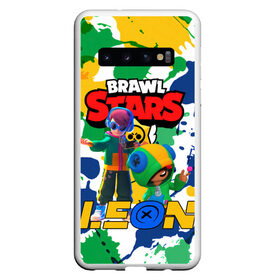 Чехол для Samsung Galaxy S10 с принтом BRAWL STARS LEON. в Тюмени, Силикон | Область печати: задняя сторона чехла, без боковых панелей | 8 bit | brawl stars | colette | crow | gale | leon | max | mecha | mecha crow | mr.p | sally leon | shark | tara | virus 8 bit | werewolf leon | акула | берли | бравл старс | ворон | коллет | макс | оборотень