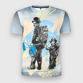 Мужская футболка 3D спортивная с принтом Чарли в Тюмени, 100% полиэстер с улучшенными характеристиками | приталенный силуэт, круглая горловина, широкие плечи, сужается к линии бедра | art | арт | графика | колор | чарли чаплин