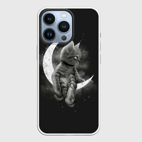 Чехол для iPhone 13 Pro с принтом Котик на луне в Тюмени,  |  | Тематика изображения на принте: cat | likee | tik tok | астронавт | вселенная | галактика | грозовой кошак | дым | звезда | космос | кот | кот в космосе | кот на луне | котик | кошак | кошечка | кошка | лайки | луна | милый кот | мур | мяу | облако