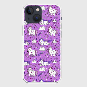 Чехол для iPhone 13 mini с принтом Unicorn pattern в Тюмени,  |  | cloud | heart | hoofs | horn | mane | pattern | star | tail | unicorn | грива | единорог | звезда | копыта | облако | рог | сердце | узор | хвост
