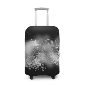 Чехол для чемодана 3D с принтом абстракция в Тюмени, 86% полиэфир, 14% спандекс | двустороннее нанесение принта, прорези для ручек и колес | абстракция | белый | линии | цветы | чёрный