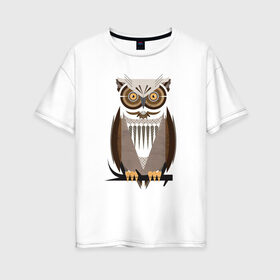 Женская футболка хлопок Oversize с принтом Бдительная сова в Тюмени, 100% хлопок | свободный крой, круглый ворот, спущенный рукав, длина до линии бедер
 | арт | геометрический рисунок | геометрия | рисунок | сова | треугольник | филин