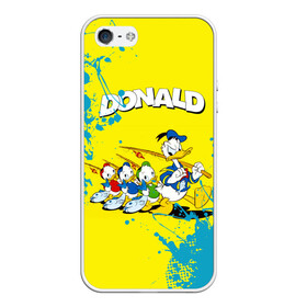 Чехол для iPhone 5/5S матовый с принтом Donald duck (Рыбалка) в Тюмени, Силикон | Область печати: задняя сторона чехла, без боковых панелей | donald duck | walt disney | герой | мультфильмов | селезень | студии