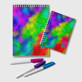 Блокнот с принтом Multicolored в Тюмени, 100% бумага | 48 листов, плотность листов — 60 г/м2, плотность картонной обложки — 250 г/м2. Листы скреплены удобной пружинной спиралью. Цвет линий — светло-серый
 | Тематика изображения на принте: abstract | colorful | holi | neon | pattern | rainbow | texture | абстракция | граффити | дым | искусство | кислота | кислотный | краска | красочный | микс | неоновый | облака | радуга | радужный | текстура | туман | узор | холи