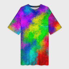 Платье-футболка 3D с принтом Multicolored в Тюмени,  |  | Тематика изображения на принте: abstract | colorful | holi | neon | pattern | rainbow | texture | абстракция | граффити | дым | искусство | кислота | кислотный | краска | красочный | микс | неоновый | облака | радуга | радужный | текстура | туман | узор | холи