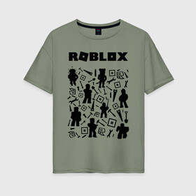 Женская футболка хлопок Oversize с принтом ROBLOX в Тюмени, 100% хлопок | свободный крой, круглый ворот, спущенный рукав, длина до линии бедер
 | piggy | roblox | roblox games | roblox piggy | игра роблокс | пигги. | роблокс | роблокс пигги | робукс