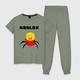 Женская пижама хлопок с принтом ROBLOX в Тюмени, 100% хлопок | брюки и футболка прямого кроя, без карманов, на брюках мягкая резинка на поясе и по низу штанин | piggy | roblox | roblox games | roblox piggy | игра роблокс | пигги. | роблокс | роблокс пигги | робукс