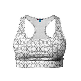 Женский спортивный топ 3D с принтом Геометрический узор в Тюмени, 82% полиэстер, 18% спандекс Ткань безопасна для здоровья, позволяет коже дышать, не мнется и не растягивается |  | lines | parallel | rhombus | square | квадрат | линии | параллели | ромб
