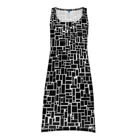 Платье-майка 3D с принтом Геометрия ЧБ.Black & white в Тюмени, 100% полиэстер | полуприлегающий силуэт, широкие бретели, круглый вырез горловины, удлиненный подол сзади. | black  white | геометрия | прямоугольники | текстуры | чб