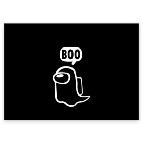 Поздравительная открытка с принтом BOO (Among Us) в Тюмени, 100% бумага | плотность бумаги 280 г/м2, матовая, на обратной стороне линовка и место для марки
 | among | among us | boo | crewmate | game | ghost | impistor | space | us | vote | бу | буу | выживший | игра | космос | невиновный | предатель | приведение | призрак | самозванец