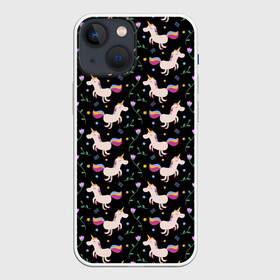 Чехол для iPhone 13 mini с принтом Unicorns pattern в Тюмени,  |  | flower | hoofs | horn | leaf | mane | pattern | star | unicorn | грива | единорог | звезда | копыта | лист | рог | узор | цветок