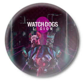 Значок с принтом Watch Dogs: Legion в Тюмени,  металл | круглая форма, металлическая застежка в виде булавки | будущее | киберпанк | маски | череп
