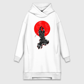 Платье-худи хлопок с принтом Samurai в Тюмени,  |  | art | katana | man | ninja | red moon | samurai | арт | катана | красная луна | ниндзя | самурай | человек