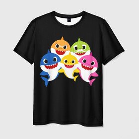 Мужская футболка 3D с принтом Baby Shark в Тюмени, 100% полиэфир | прямой крой, круглый вырез горловины, длина до линии бедер | baby | brother | dady | mummy | ocean | sea | shark | sister | youtube | акула | акуленок | анимация | бабушка | брат | дедушка | клип | мама | море | мульт | мультфильм | океан | папа | сестра | ютуб