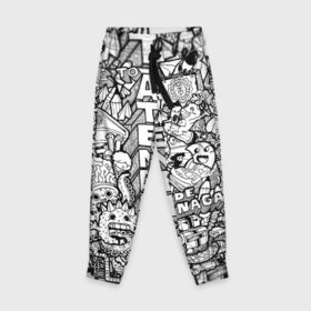 Детские брюки 3D с принтом Doodle граффити в Тюмени, 100% полиэстер | манжеты по низу, эластичный пояс регулируется шнурком, по бокам два кармана без застежек, внутренняя часть кармана из мелкой сетки | doodle | graffiti | граффити | дудл | чб
