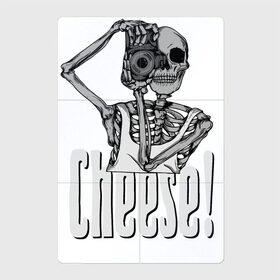 Магнитный плакат 2Х3 с принтом Cheese! в Тюмени, Полимерный материал с магнитным слоем | 6 деталей размером 9*9 см | bones | camera | hipster | jaw | skeleton | skull | кости | пасть | скелет | фотоаппарат | хипстер | череп