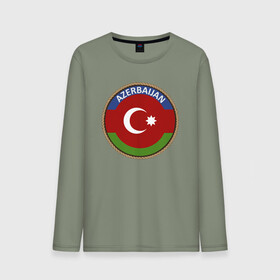 Мужской лонгслив хлопок с принтом Азербайджан в Тюмени, 100% хлопок |  | azerbaijan | baku | азербайджан | баку | герб | флаг
