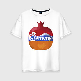 Женская футболка хлопок Oversize с принтом Армения в Тюмени, 100% хлопок | свободный крой, круглый ворот, спущенный рукав, длина до линии бедер
 | armenia | арарат | армения | армянин | герб | горы | гранат | лев | орнамент | снг | ссср | страна | узор | флаг | шашлык