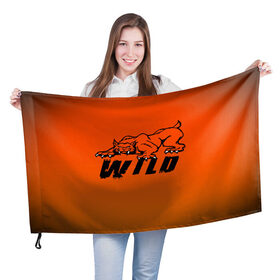 Флаг 3D с принтом Wild/Дикий в Тюмени, 100% полиэстер | плотность ткани — 95 г/м2, размер — 67 х 109 см. Принт наносится с одной стороны | wild | дикая кошка | дикий | дикий кот | кот | кошка | крупная кошка | саблезубый тигр | тигр