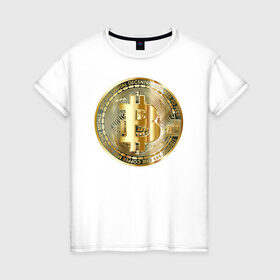 Женская футболка хлопок с принтом Биткоин (bitcoin) в Тюмени, 100% хлопок | прямой крой, круглый вырез горловины, длина до линии бедер, слегка спущенное плечо | bitcoin | bitcoin news | bitcoin news today | bitcoin price | bitcoin price prediction | bitcoin trading | btc | btc news | btc price | btc today | crypto | crypto news | cryptocurrency