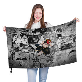 Флаг 3D с принтом Аста в Тюмени, 100% полиэстер | плотность ткани — 95 г/м2, размер — 67 х 109 см. Принт наносится с одной стороны | asta | black clover | акума | аста | демон | пятилистник | черный клевер