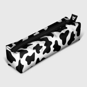 Пенал 3D с принтом Му-му в Тюмени, 100% полиэстер | плотная ткань, застежка на молнии | абстракция | бык | кожа коровы | корова | му му | пятна | черно белое | черно белые пятна