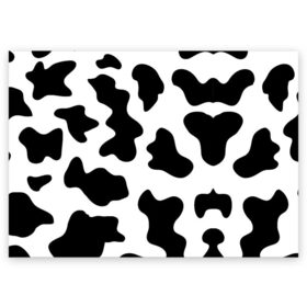 Поздравительная открытка с принтом Му-му в Тюмени, 100% бумага | плотность бумаги 280 г/м2, матовая, на обратной стороне линовка и место для марки
 | абстракция | бык | кожа коровы | корова | му му | пятна | черно белое | черно белые пятна