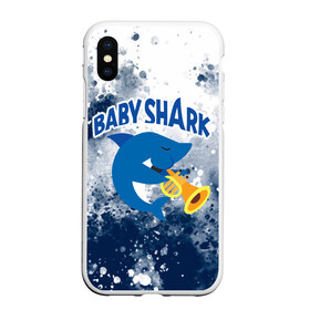 Чехол для iPhone XS Max матовый с принтом BABY SHARK БЭБИ ШАРК в Тюмени, Силикон | Область печати: задняя сторона чехла, без боковых панелей | baby shark | babysharkchallenge | shark | акула baby shark | акуленок | аула | бэби шарк | песня