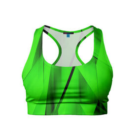 Женский спортивный топ 3D с принтом Зеленый неон в Тюмени, 82% полиэстер, 18% спандекс Ткань безопасна для здоровья, позволяет коже дышать, не мнется и не растягивается |  | зелегь | зеленая абстракция | зеленка | зеленые линии | зеленые полосы | зеленый | зеленый неон | неон