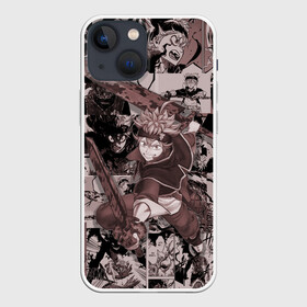 Чехол для iPhone 13 mini с принтом ASTA manga monochrome pages в Тюмени,  |  | asta | black clover | акума | аста | демон | пятилистник | черный клевер