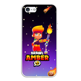 Чехол для iPhone 5/5S матовый с принтом BRAWL STARS AMBER в Тюмени, Силикон | Область печати: задняя сторона чехла, без боковых панелей | 8 bit | amber | brawl stars | colette | crow | gale | leon | max | mecha | mecha crow | mr.p | sally leon | shark | tara | virus 8 bit | werewolf leon | акула | амбер | берли | бравл старс | ворон | коллет | макс | оборотень