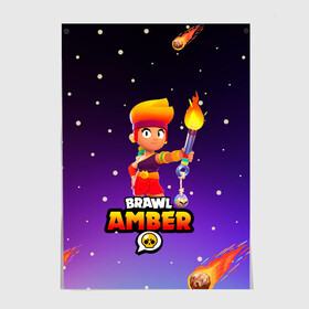 Постер с принтом BRAWL STARS AMBER. в Тюмени, 100% бумага
 | бумага, плотность 150 мг. Матовая, но за счет высокого коэффициента гладкости имеет небольшой блеск и дает на свету блики, но в отличии от глянцевой бумаги не покрыта лаком | 8 bit | amber | brawl stars | colette | crow | gale | leon | max | mecha | mecha crow | mr.p | sally leon | shark | tara | virus 8 bit | werewolf leon | акула | амбер | берли | бравл старс | ворон | коллет | макс | оборотень